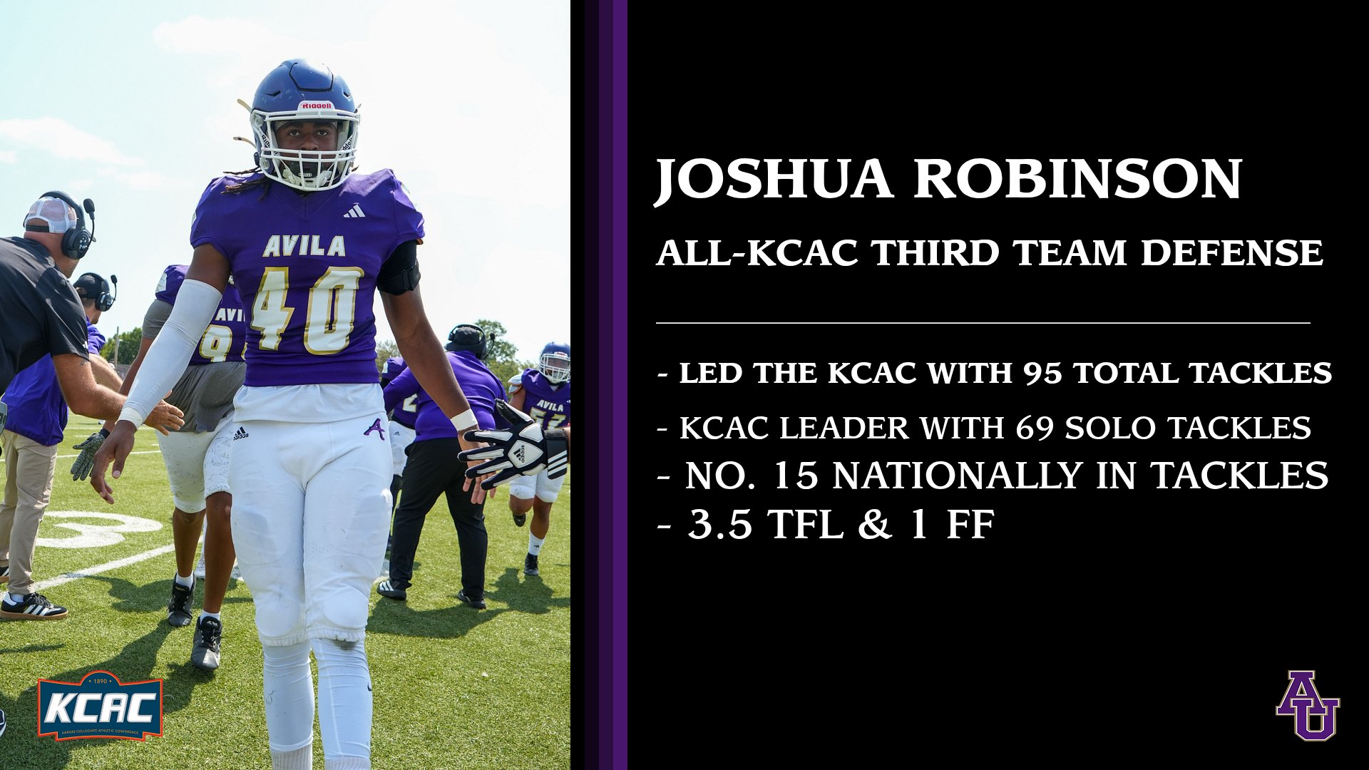 JOSHUA ROBINSON SELECTED ALL-KCAC THIRD-TEAM DEFENSE